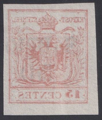 Lombardo-Veneto, 15 cent III tipo con decalco nitido n. 6L (usato)