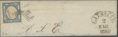 Alberto Diena, Napoli – Svolazzi (frammento di lettera con 2 gr azzurro scuro)