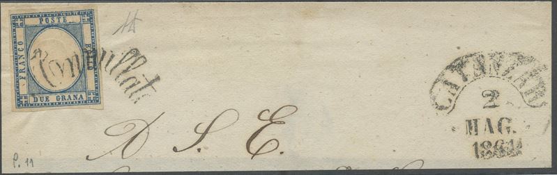 Alberto Diena, Napoli – Svolazzi (frammento di lettera con 2 gr azzurro scuro)