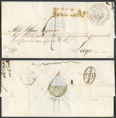 Prefilateliche pontificie, lettera viaggiata Bagnara per Lugo (1855)