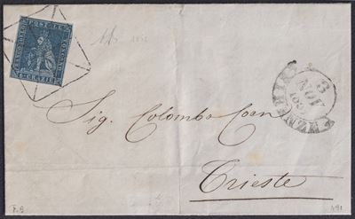 Alberto Diena, Toscana: Storia postale, lettera da Firenze a Trieste (03.11.1851)