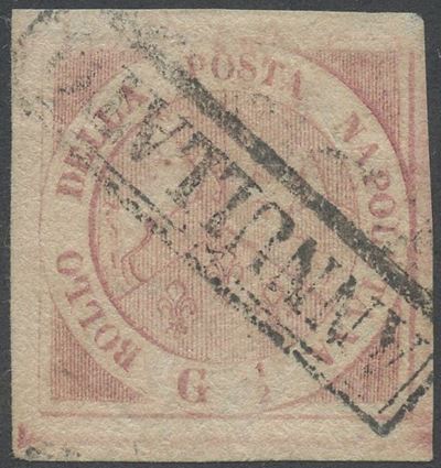 Alberto Diena, Regno di Napoli (1858) – 1/2 gr. rosa chiaro n. 1