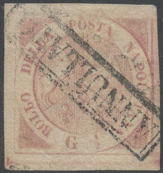 Alberto Diena, Regno di Napoli (1858) – 1/2 gr. rosa chiaro n. 1