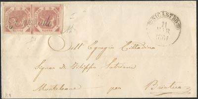 Alberto Diena, Napoli - Svolazzi (busta viaggiata affrancata 2 gr rosa carminio)