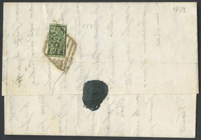 Francobollo pontificio, 16.09.1859 - Lettera da Montecastelli per Perugia con affrancatura da 1 b...