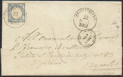 Ferrandina (timbro), Province Napoletane: Storia postale, lettera del 22 settembre 1861