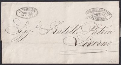 Lettera postale storica, Toscana – Strade Ferrate (Asinalunga–Livorno), annullamento e timbro “ST...