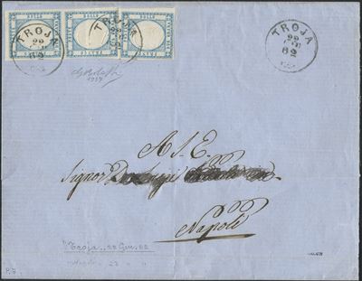 Prv. Napoletane, Storia Postale — Lettera del 22 giugno 1862 Troja per Napoli affrancata 6 grana