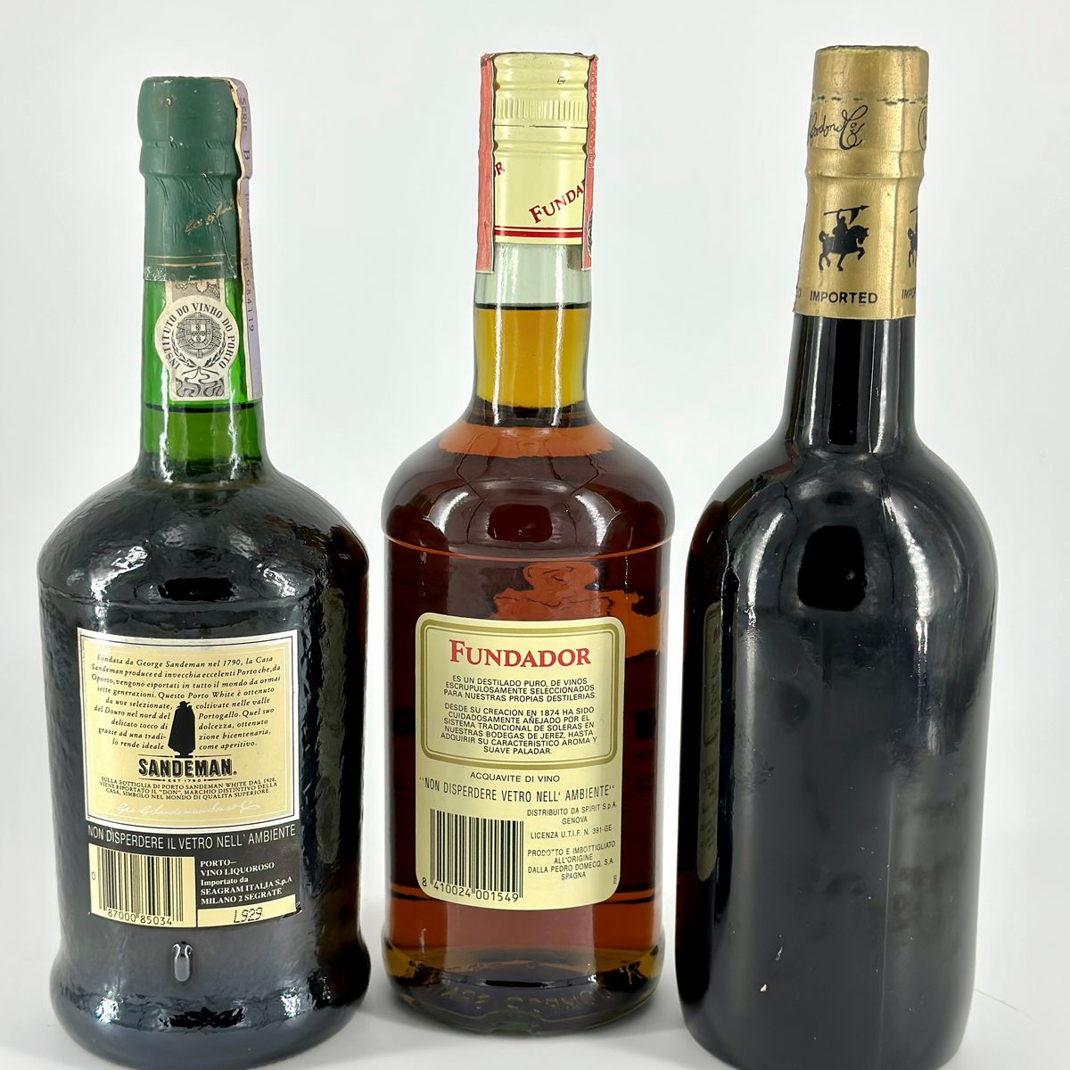 Sandeman Original Fine White Port, Duff Gordon Club Dry Sherry,fundator Solera Reserve Brandy De ...