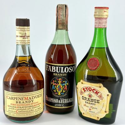 Carpene Malvolti Brandy, Stock Orange Brandy, Fabuloso Brandy Palomino e Vergana Jerez