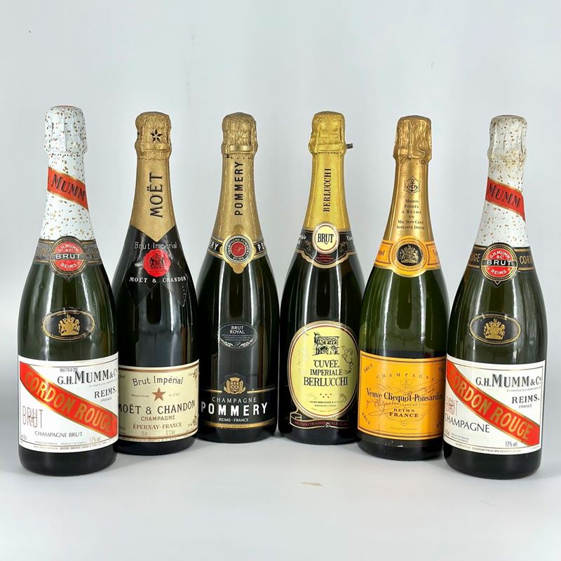 Pommery Brut Royale, Cordon Rouge Munn, Moët e Chandon Brut Imperial, Veuve Clicquot Nv, Berlucch...