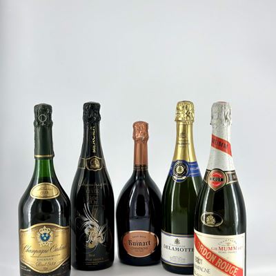 Champagne Brut Réserve Oudinot, Champagne Mercier Bulle D'or Cuvée, Champagne Dom Ruinart Rosé, C...