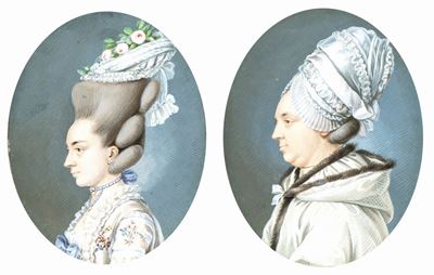 A) Ritratto di Profilo di Gentildonna con Cuffia; B) Ritratto di Profilo di Giovane Gentildonna c...