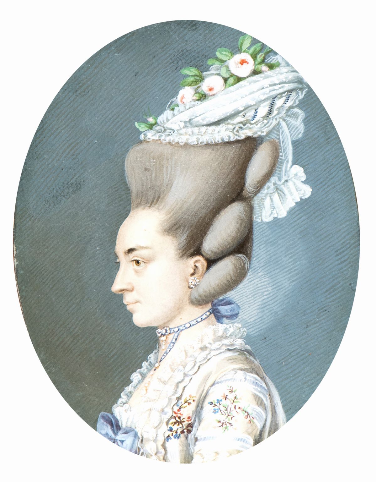 Carl Friedrich Holtzmann - A) Ritratto di Profilo di Gentildonna con Cuffia; B) Ritratto di Profi...