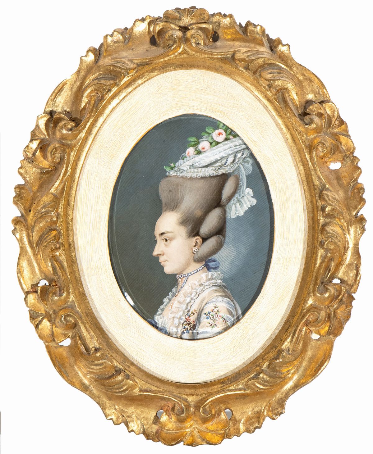 Carl Friedrich Holtzmann - A) Ritratto di Profilo di Gentildonna con Cuffia; B) Ritratto di Profi...