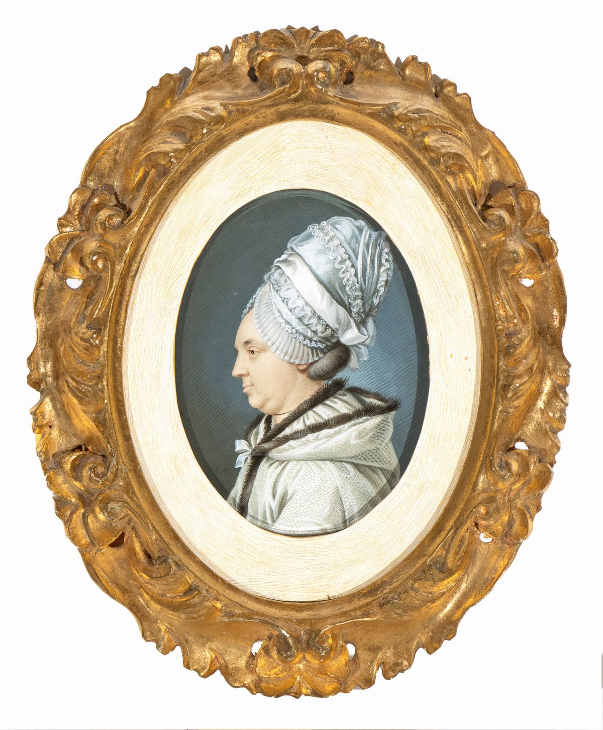 Carl Friedrich Holtzmann - A) Ritratto di Profilo di Gentildonna con Cuffia; B) Ritratto di Profi...
