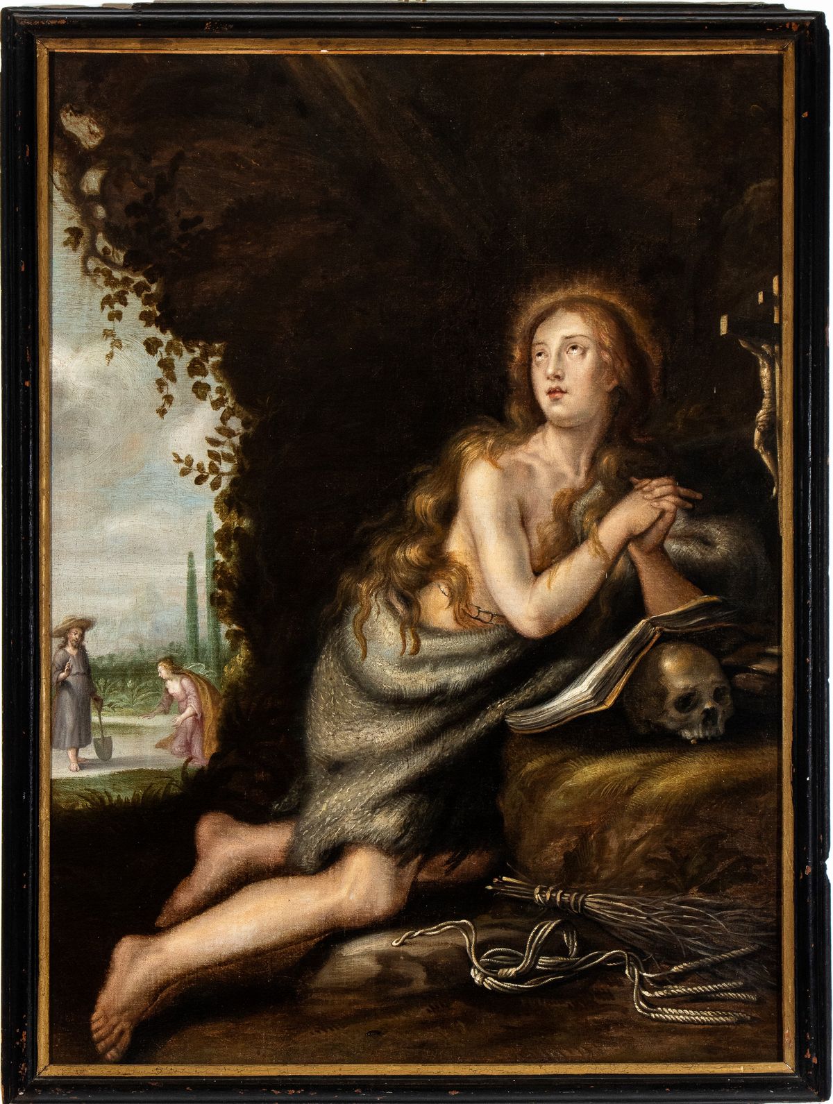 Artista Fiammingo, XVI - XVII Secolo - Maria Maddalena Penitente nel Deserto con Noli Me Tangere ...