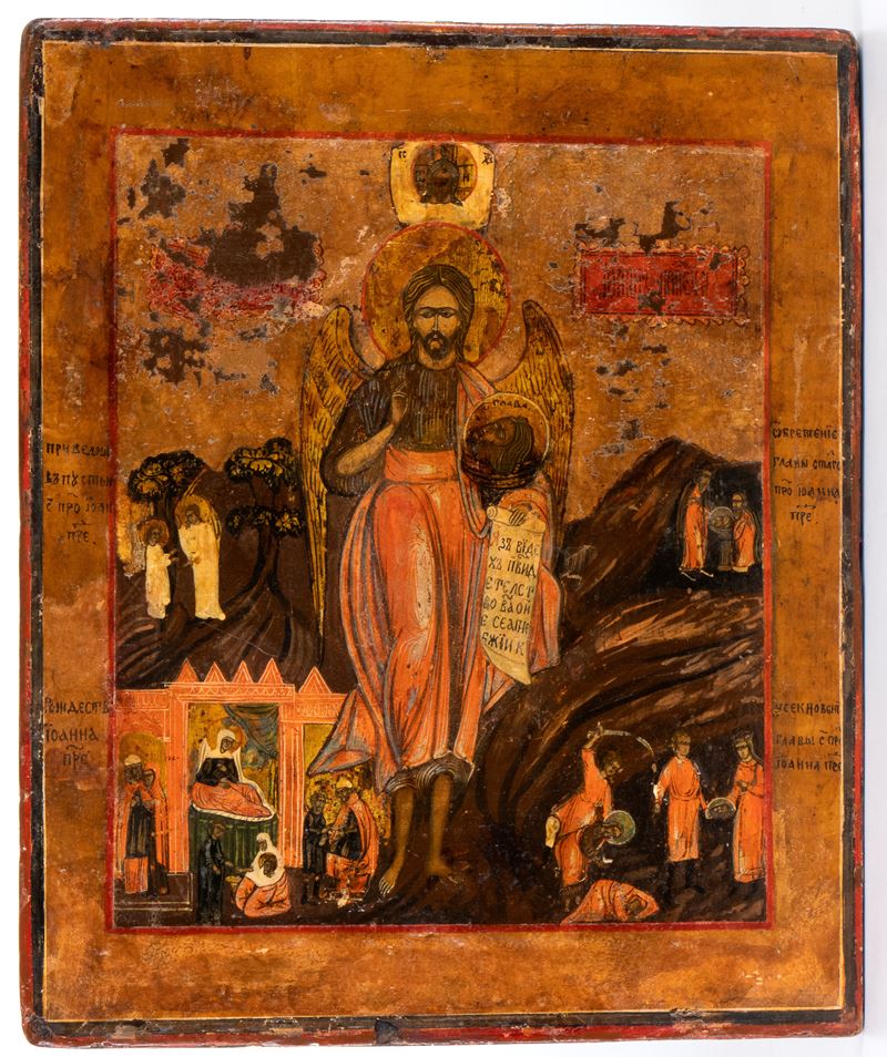 Icona russa, San Giovanni il Precursore, tempera su tavola, XIX secolo