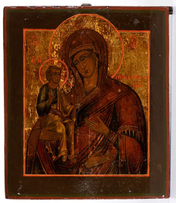 Icona russa raffigurante la Madonna delle tre mani 