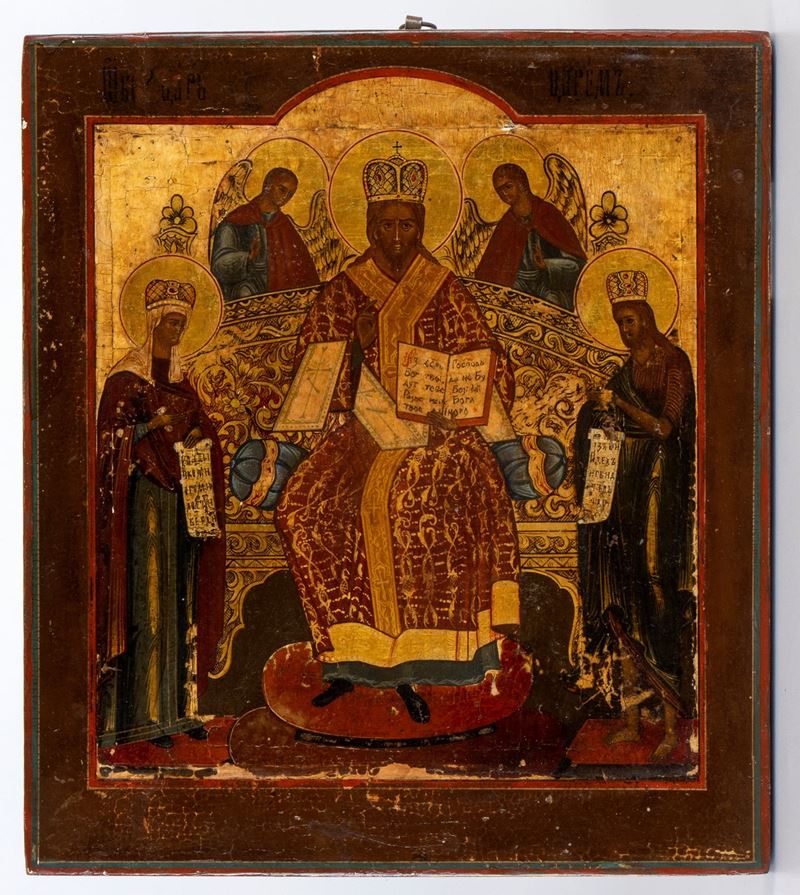 Icona Russa Raffigurante con Cristo in Trono