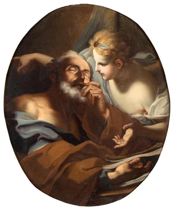 Artista emiliano, XVIII secolo - Saint Matthew and the angel