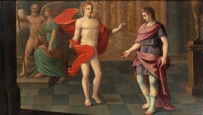 Scena Allegorica con Crono, Flora, Apollo e una Figura Classica