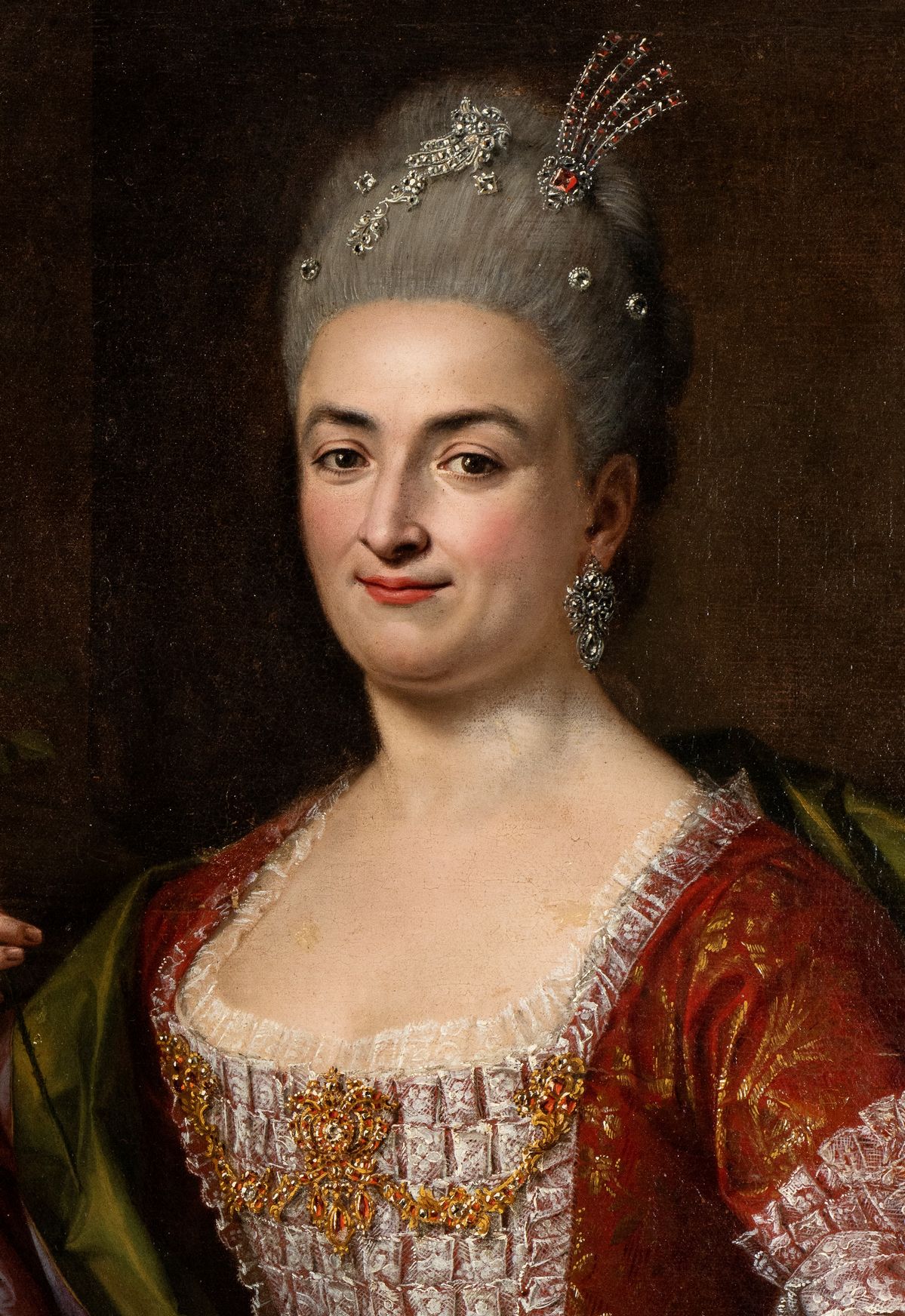 Sebastiano Ceccarini - Gentildonna con Gioielli, Orologio da Tasca e Rosa nella Mano Destra