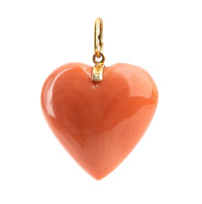 Pendente in Corallo a Forma di Cuore
