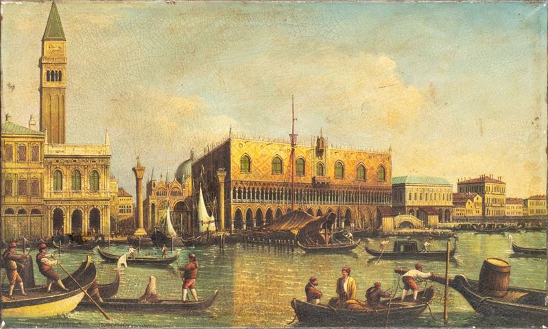 Artista Veneto, XIX - XX Secolo - Veduta di Palazzo Ducale dal Canal Grande