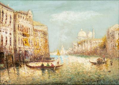 Veduta del Canal Grande con la Chiesa della Salute sullo Sfondo