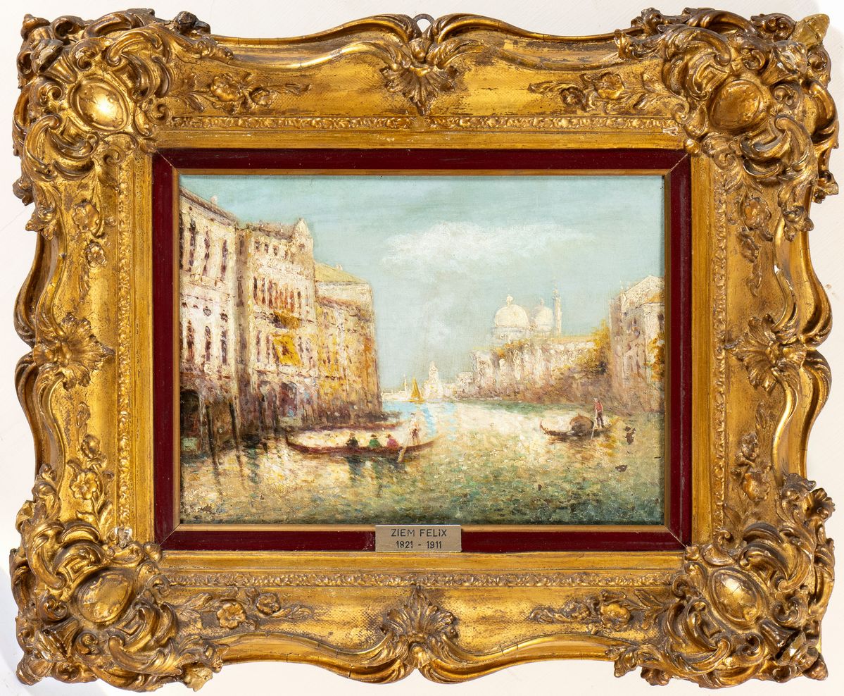 Artista Francese, Seconda Metà XIX Secolo - Veduta del Canal Grande con la Chiesa della Salute su...