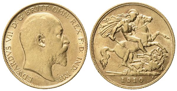 INGHILTERRA. Edoardo VII (1901 - 1910). Mezza sterlina 1910. Au 917 (3,99 g; 19 mm)  - Auction Modern Coins - Bertolami Fine Art - Casa d'Aste