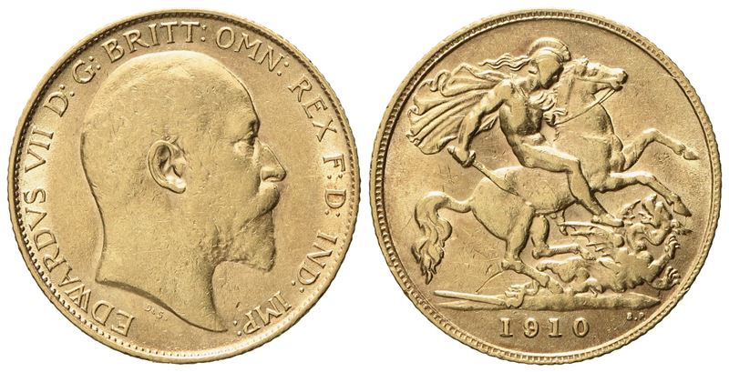 Inghilterra. Edoardo VII (1901 - 1910). Mezza Sterlina 1910. Au 917 (3,99 G; 19 MM)