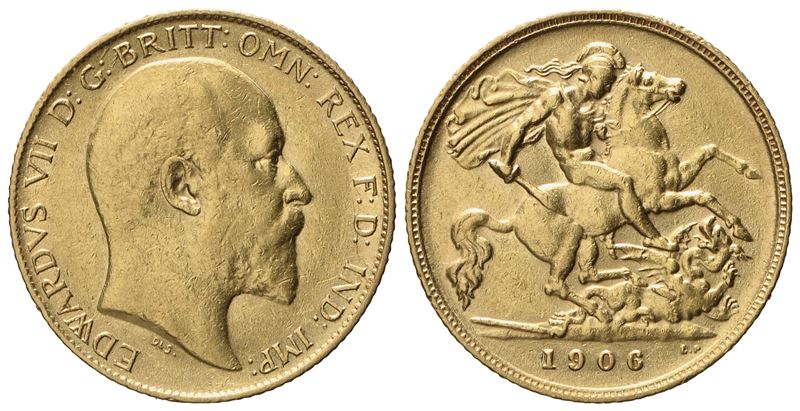 Inghilterra. Edoardo VII (1901 - 1910). Mezza Sterlina 1906. Au 917 (3,96 G; 19 MM)