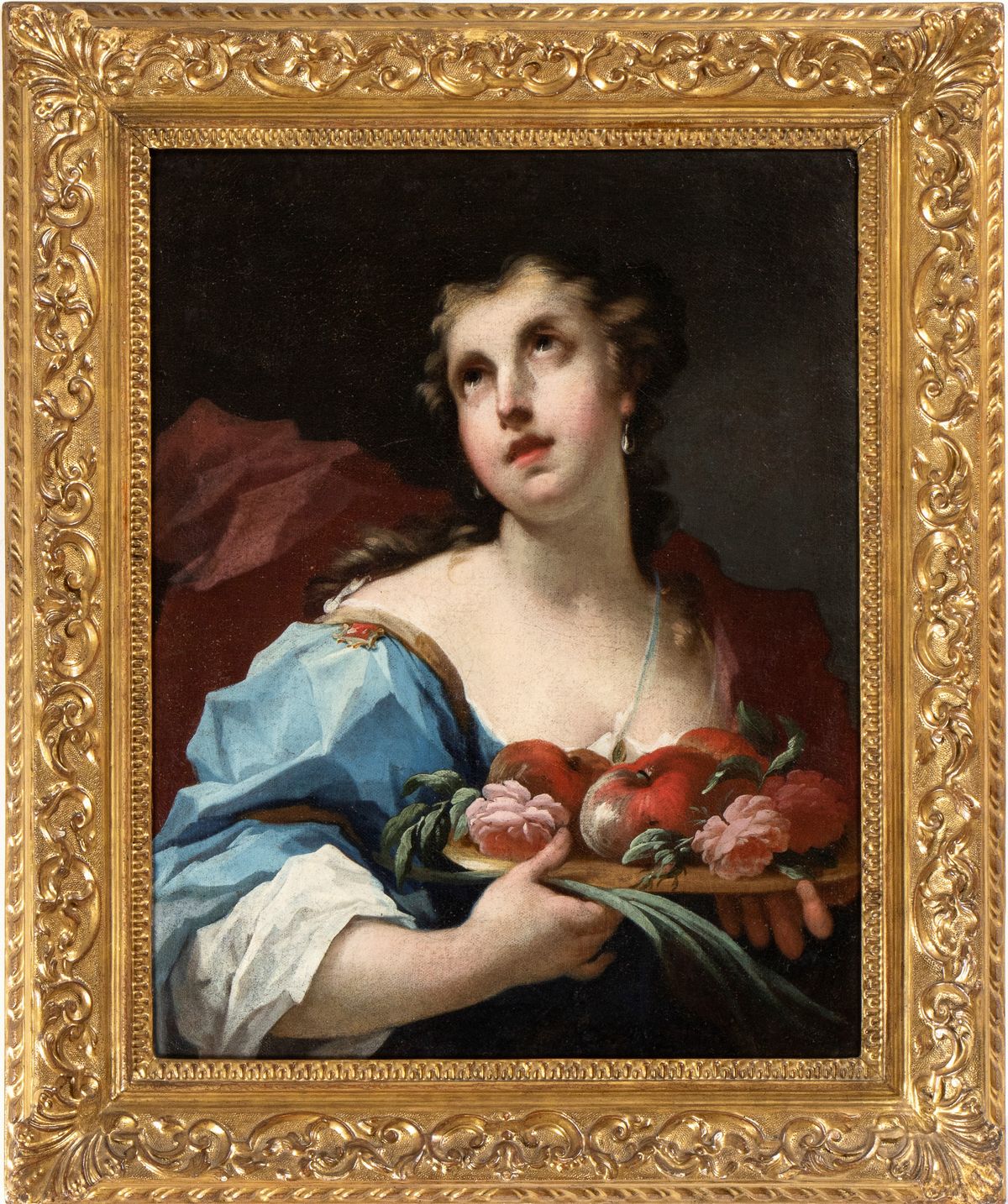 Artista Veneziano, Prima Metà XVIII Secolo - Ritratto di Gentildonna Come Flora