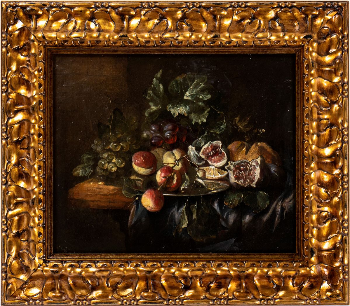 Abraham Brueghel - Natura Morta di Uva, Fichi e Pesche