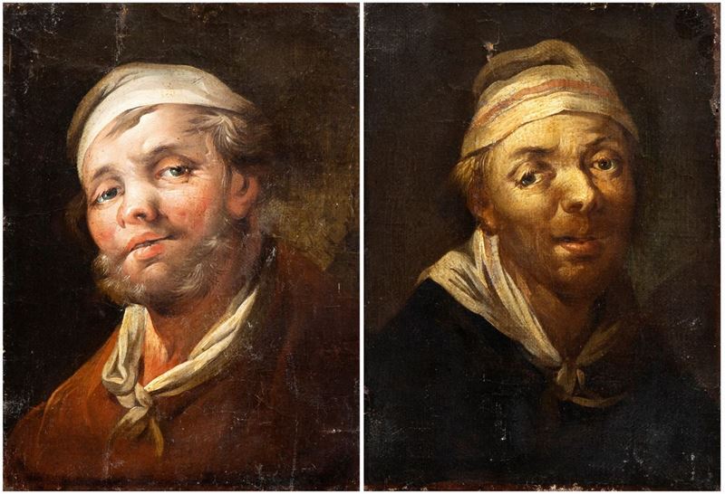 Artista Olandese, XVII Secolo - A) Ritratto di Uomo con Barba; B) Ritratto di Uomo con Berretto. ...