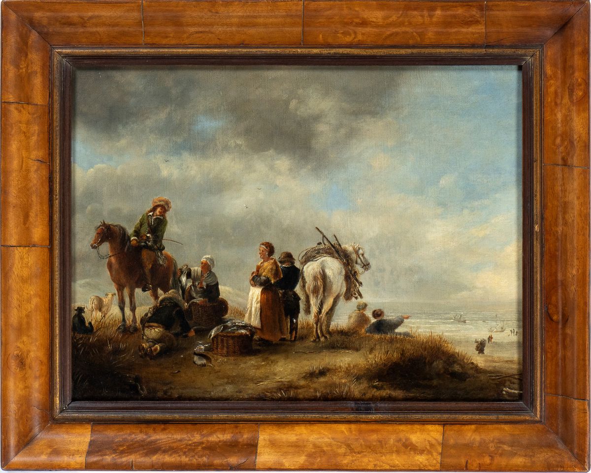 Philips Wouwerman - Scena Costiera con Venditrici di Pesce e Due Cavalieri