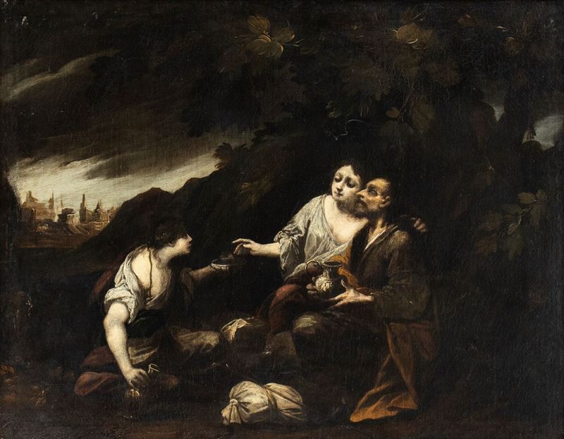 Artista Lombardo, XVII Secolo - Lot e le Figlie