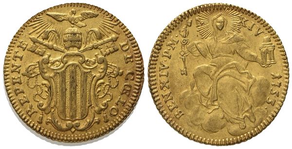 STATO PONTIFICIO. Roma. Benedetto XIV (1740 - 1758). Zecchino 1753. Au (3,41 g; 21,5 mm)  - Auction Modern Coins - Bertolami Fine Art - Casa d'Aste