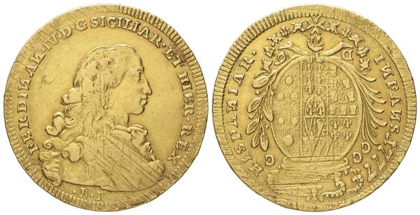 NAPOLI. Regno di Napoli. Ferdinando IV di Borbone (1759 - 1799 I periodo). 6 Ducati 1777. Au (8,80 g; 27,1 mm)  - Auction Modern Coins - Bertolami Fine Art - Casa d'Aste