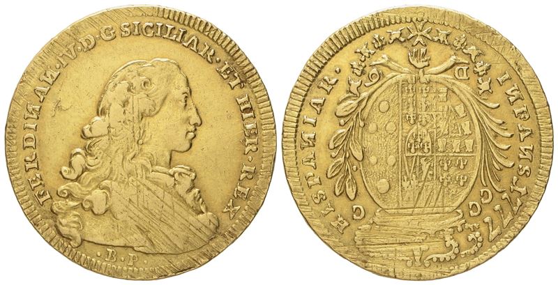 Napoli. Regno di Napoli. Ferdinando IV di Borbone (1759 - 1799 i Periodo). 6 Ducati 1777. Au (8,8...