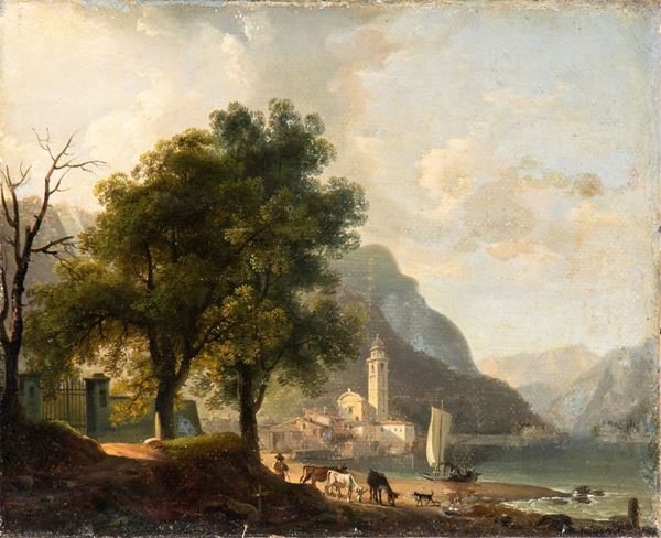 Giovanni Migliara - Church on the lake