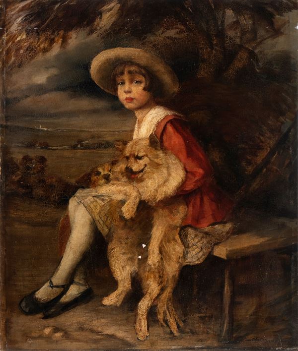 LINO SELVATICO - Young  lady with dog