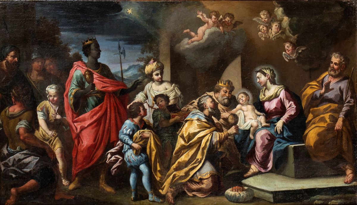 Artista Attivo a Roma, Inizio XVIII Secolo - A) Natività; B) Adorazione dei Pastori. Coppia di Di...