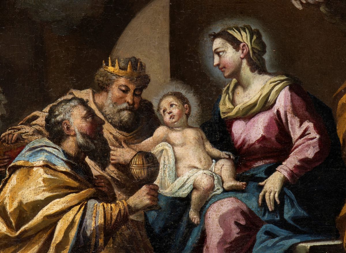 Artista Attivo a Roma, Inizio XVIII Secolo - A) Natività; B) Adorazione dei Pastori. Coppia di Di...