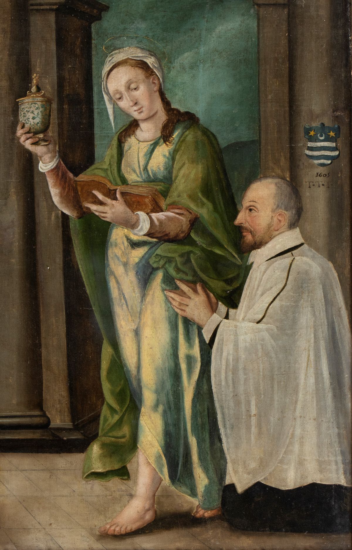 Artista Toscano, Fine XVI - Inizio XVII Secolo - L'educazione della Vergine con Sant'anna in Tron...