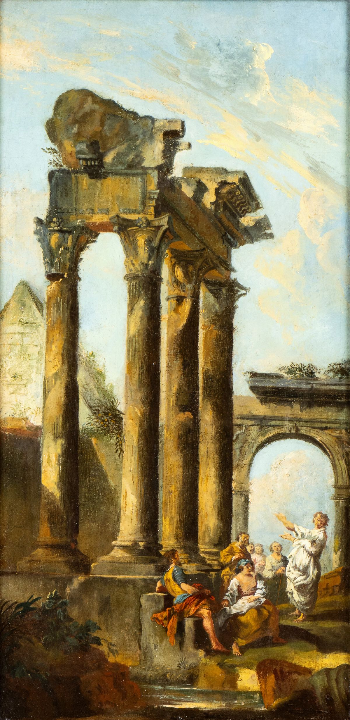 Giovanni Paolo Panini - A) Capriccio con Monumenti Classici e Archeologo; B) Capriccio con Monume...