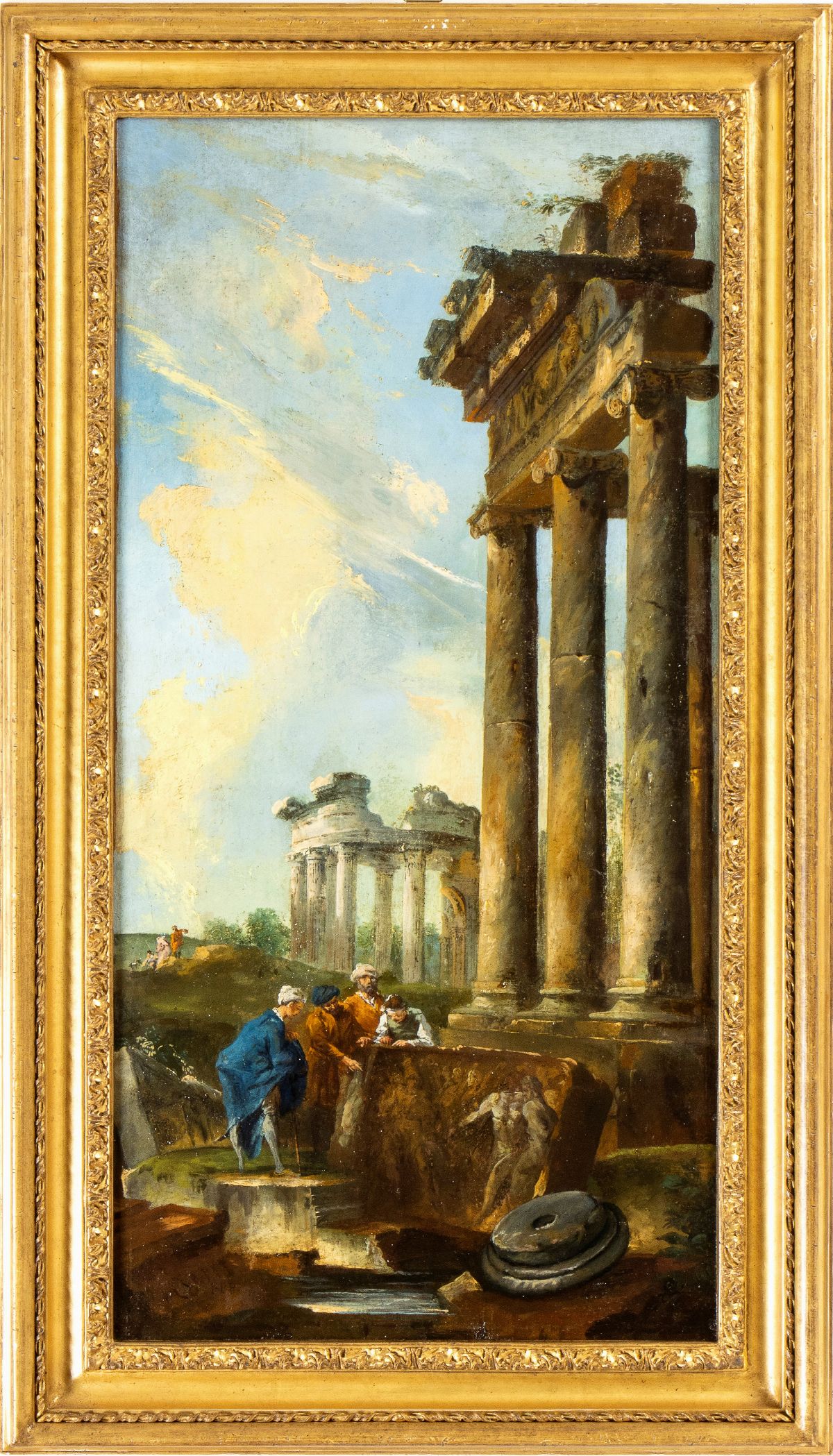Giovanni Paolo Panini - A) Capriccio con Monumenti Classici e Archeologo; B) Capriccio con Monume...