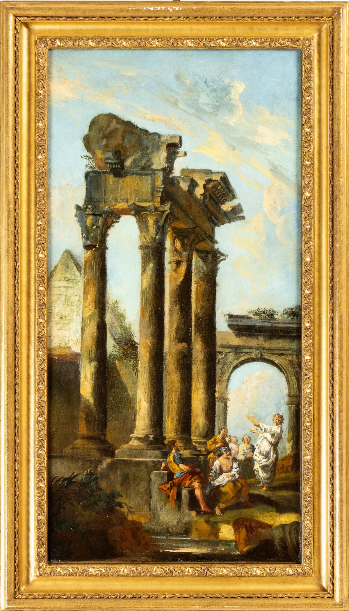 Giovanni Paolo Panini - A) Capriccio con Monumenti Classici e Archeologo; B) Capriccio con Monume...